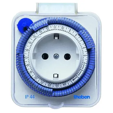 Theben 0260855 timer 26 IP 44 analoge stekerschakelklok met dagprogramma