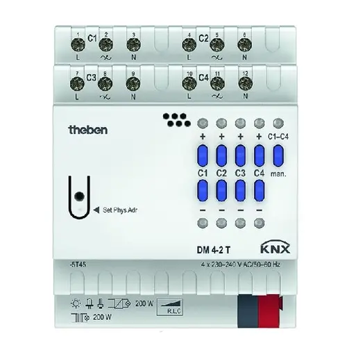 Theben 4940280 Universele dimactor 4 kanaals 200 Watt FIX1 KNX