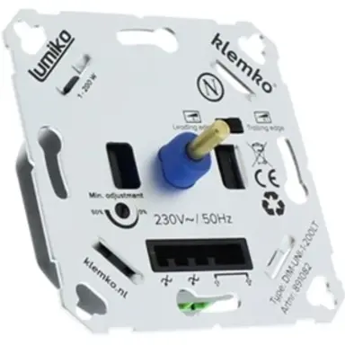 Klemko DIM-UNI-1-200LT Lumiko universele LED-dimmer fase af en aansnijding 1-200W