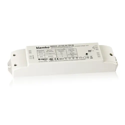 Klemko LD-ZG-24-TW-50 Lumiko 860224 LED-driver constante spanning 24V 50W Tunable White Zigbee dimbaar