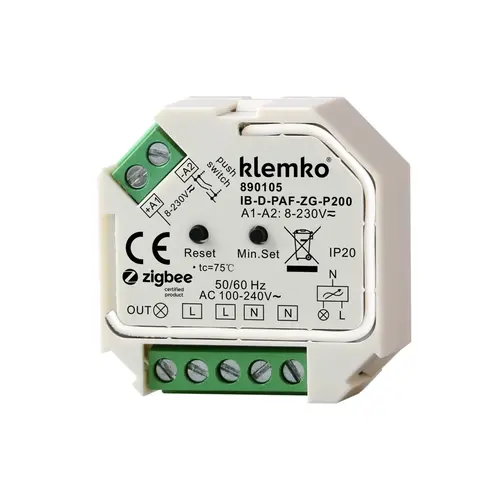 Klemko IB-D-PAF-ZG-P200 inbouw dimmer module Zigbee faseafsnijding 1-200W 890105