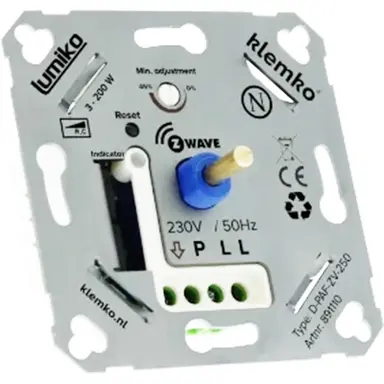 Klemko D-PAF-ZV-250 Lumiko universele draai/druk led-dimmer Z-wave faseafsnijding 3-200W
