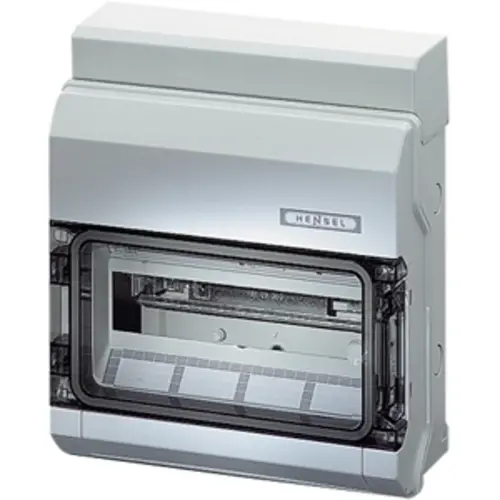 Hensel KV 9112 B verdeelkast 12 modulen 1-rij IP65 333x295x129mm grijs met transparante deur