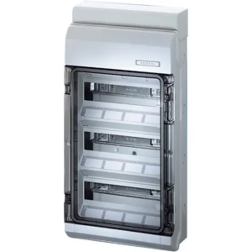 Hensel KV 9336 B verdeelkast 36 modulen 3-rijen IP65 583x295x129mm grijs met transparante deur