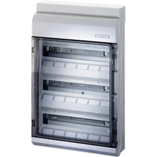 Hensel KV 9354 B verdeelkast 54 modulen 3-rijen IP65 630x403x129mm grijs met transparante deur