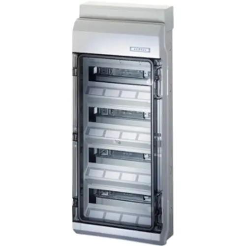Hensel KV 9448 B verdeelkast 48 modulen 4-rijen IP65 708x295x129mm grijs met transparante deur