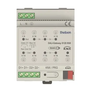 Theben 4940302 DALI-gateway KNX basic S128 2 kanaals 2x64 DALI drivers