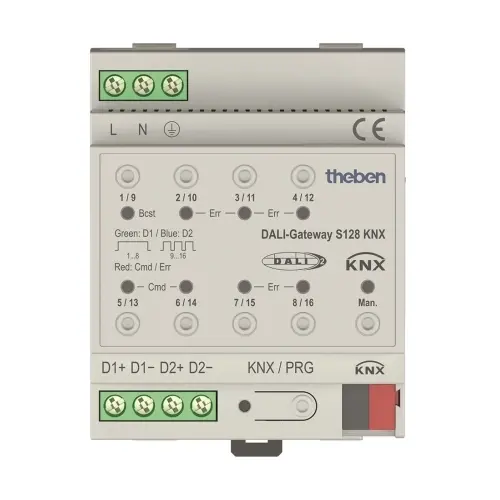 Theben 4940302 DALI-gateway KNX basic S128 2 kanaals 2x64 DALI drivers
