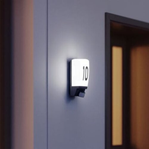 Steinel 650612 wandarmatuur zwart met sensor incl. huisnummer stickervel