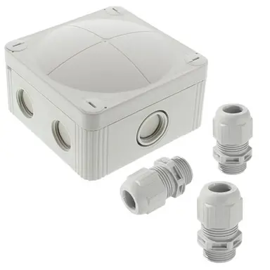 Wiska 407/3 GRIJS kabeldoos 95x95mm met 3x wartel IP67 lichtgrijs