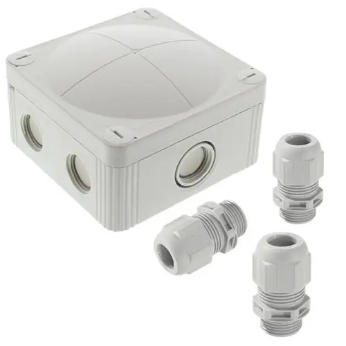 Wiska 407/3 GRIJS kabeldoos 95x95mm met 3x wartel IP67 lichtgrijs