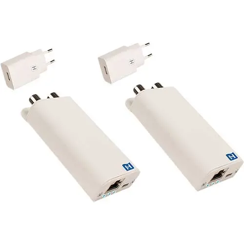 Hirschmann INCA 1G WHITE+USBSET INCA 1G wit gigabit Internet-over-COAX adapter inclusief USB-voeding (set van twee)