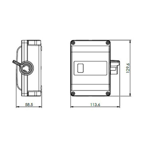 Norwesco SA316H werkschakelaar 3p+hc 16A/500V M20 grijs IP54