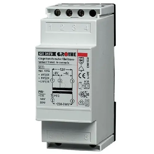 Grothe GT3148 beltrafo 8V 1.0A DIN-rail