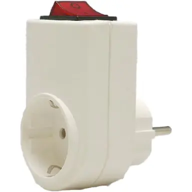 Kaiser 411/KWS stopcontact tussensteker met randaarde en schakelaar wit