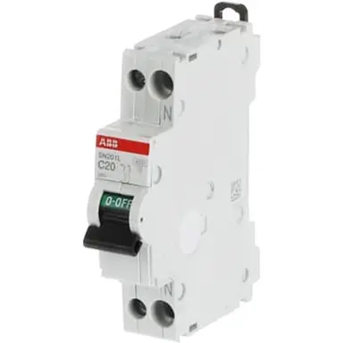 ABB SN201 L-C20 installatieautomaat 1p+N 20A C-karakteristiek 4,5-6kA SN201L-C20