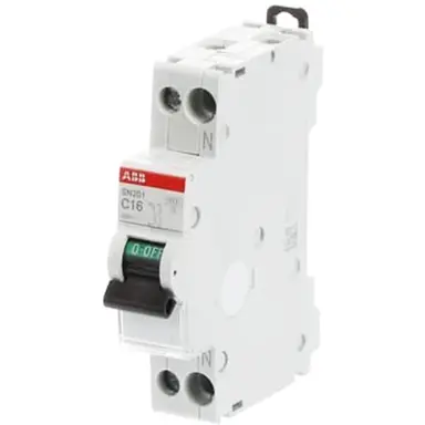 ABB SN 201 C16 installatieautomaat 1p+N 16A C-karakteristiek 6kA SN201-C16