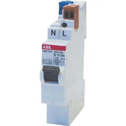 ABB Haf 0025.060 installatieautomaat 1p+N 16A B-karakteristiek 6kA Busboard steek Flexomaat