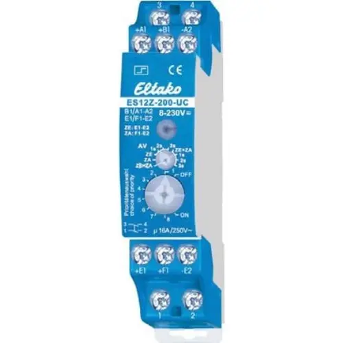 Eltako ES12Z-200-UC impulsrelais 2 NO pot.vrij 16A/250V AC met centraal aan en uit