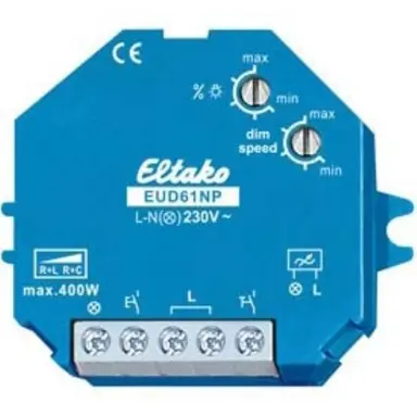 Eltako EUD61NP-230V universele inbouw dimmer tot 400W. zonder N-aansluiting