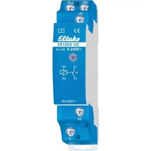 Eltako ER12DX-UC schakelrelais 1 NO potentiaalvrij 16A/250V. multispanning stuurspanning