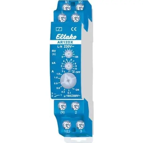 Eltako AR12DX-230V stroomrelais voor DIN-rail. 1 CO potentiaalvrij 16A/250V AC