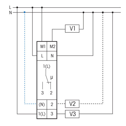 Eltako AR12DX-230V stroomrelais voor DIN-rail. 1 CO potentiaalvrij 16A/250V AC