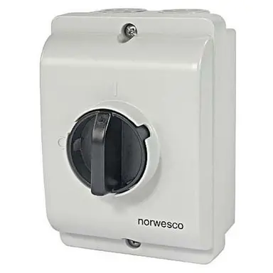 Norwesco ESWPX 316 werkschakelaar 3P 16A/415V M20 grijs IP65