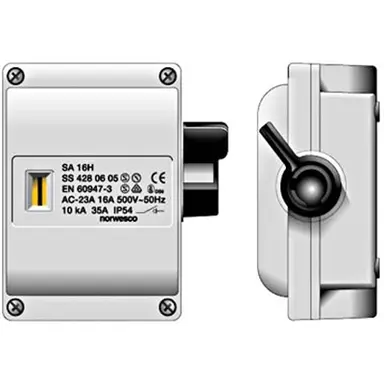 Norwesco SA316 werkschakelaar 3P 16A/500V M20 grijs IP54