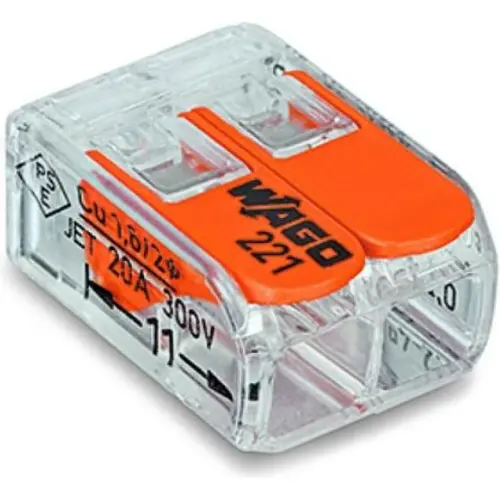 Wago 221-412 lasklem 2-voudig 0.2 - 4 mm² met hevel 100 stuks