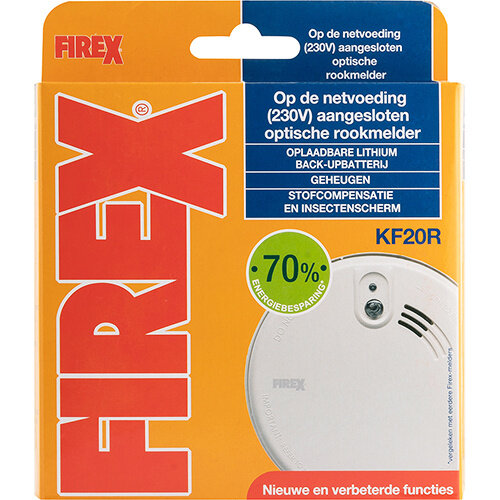 Firex KF20R rookmelder 230V koppelbaar 10 jaar Lithium back-up batterij