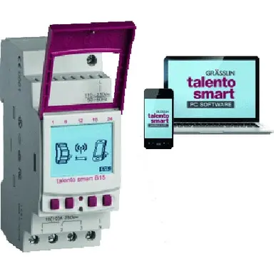 Grasslin G43.03.0002.1 digitale schakelklok 2-kanalen ASTRO dag-week programma Talento Smart C25 DIN-rail