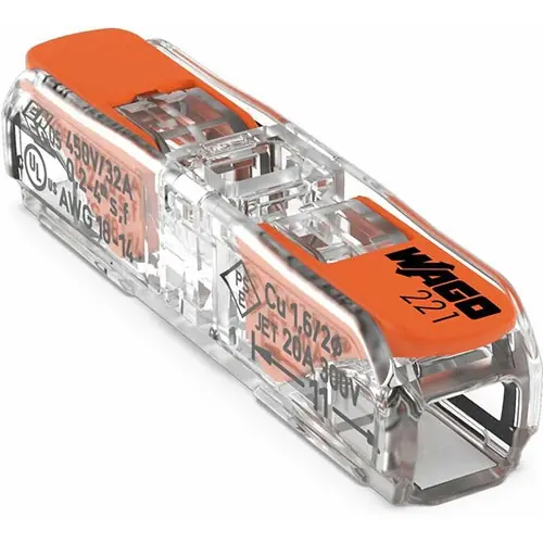 Wago 221-2411 lasklem 1-voudig 0.2 - 4 mm² met hevel 60 stuks