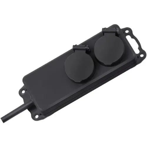Brennenstuhl 1159930 stekkerdoos RA 2-voudig met klapdeksel 2 meter IP44 zwart