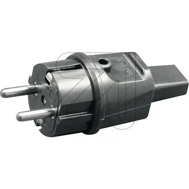 Kaiser 730/13/SW stekker met randaarde kunststof zwart tbv prikkabel