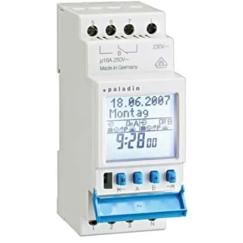Paladin 172413PRO digitale schakelklok DIN-rail 1-kanaal wisselcontact