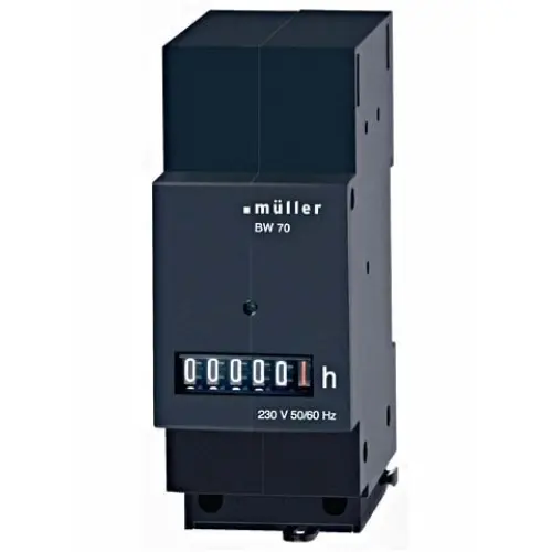 Muller 70.29 230 urenteller analoog 230V 50-60Hz 2TE Din-rail zwart BW70.29