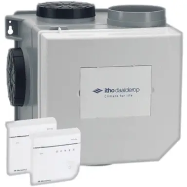 Itho Daalderop CVE-S OPTIMA2 afzuigunit met geïntegreerde vochtsensor en 2 externe kooldioxidesensoren capaciteit 468 m³/h