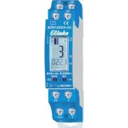 Eltako BZR12DDX-UC digitale bedrijfsurenteller / impulsteller met 1 CO 10A/250VAC contact