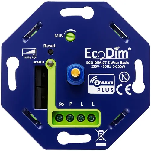 EcoDim ECO-DIM.07-ZWV Z-Wave LED dimmer 0 - 200 Watt RC