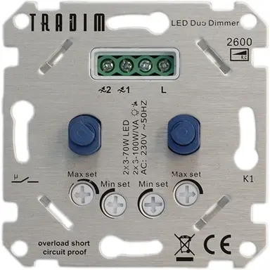 Tradim 2600 duo dimmer standaard voor LED 2x 3 - 100 Watt