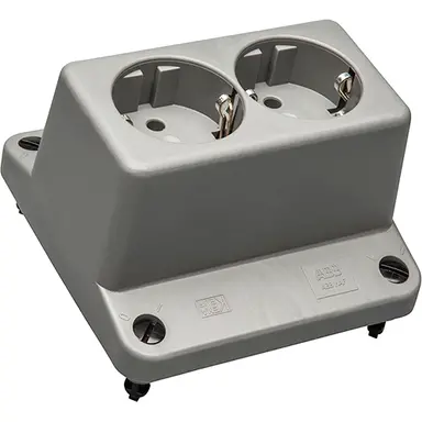 ABB Haf 3640W2 S deksel met 2-voudig randaarde wandcontactdoos grijs gerecycled kunststof