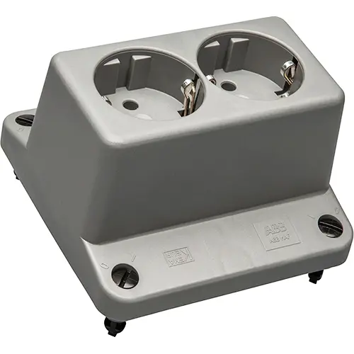 ABB Haf 3640W2 S deksel met 2-voudig randaarde wandcontactdoos grijs gerecycled kunststof