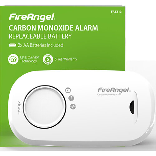 FireAngel FA3313-EUX10 koolmonoxidemelder basis 2x AA batterij voeding EN50291-1: 2018