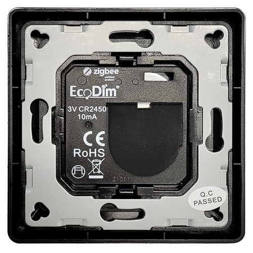 EcoDim ED-10015 Zigbee draadloze schakelaar voor 4 groepen compleet zwart