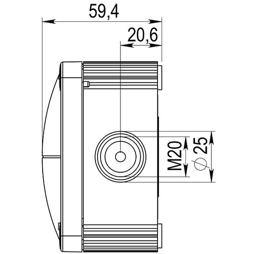 Wiska 407 3 WT kabeldoos 95x95x60mm 7-invoeren + 3x wartel M20x1.5 IP67 wit