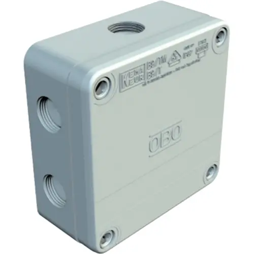OBO B9T M NL kabeldoos 110x110x51mm met doorstootmembraan en 3x wartel IP67 lichtgrijs