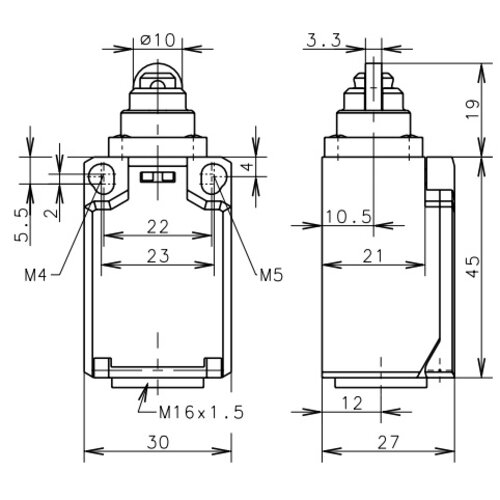 Bernstein TI2-SU1Z RIW eindschakelaar met rolplunjer 1xNO-NC contact 240V/AC 10A IP65