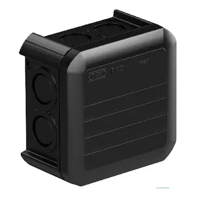 OBO T 40 M20 SW kabeldoos met 7x M20 invoeren 90x90x52mm zwart IP67