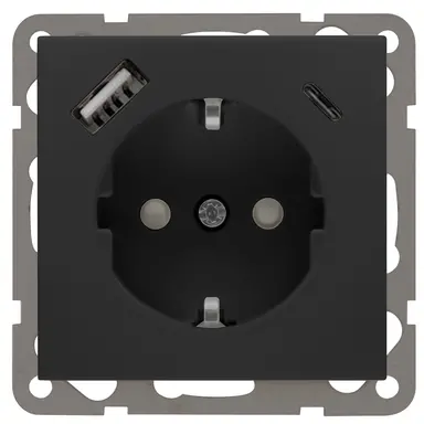 PEHA D 6511.193 SI USB CA wandcontactdoos met USB A en C 3.4A voor Nova - Standard - Dialog zwart mat